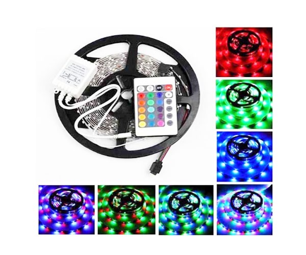 &uu TIRA LED 5 MTS RGB (2835) + CONTROL REMOTO + TRANSFORMADOR