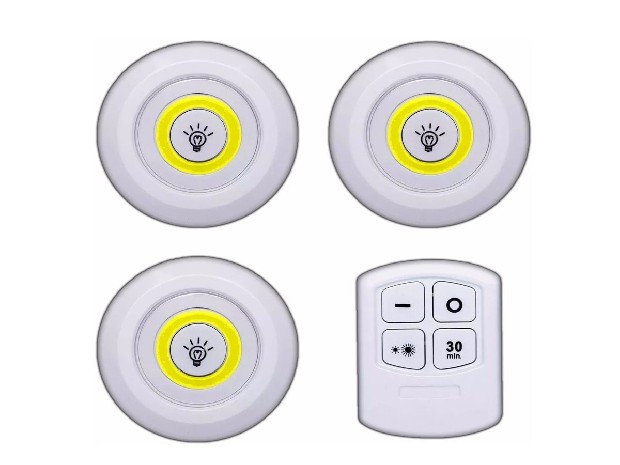 &ua SET 3 LUCES LED + CONTROL REMOTO PLACARD