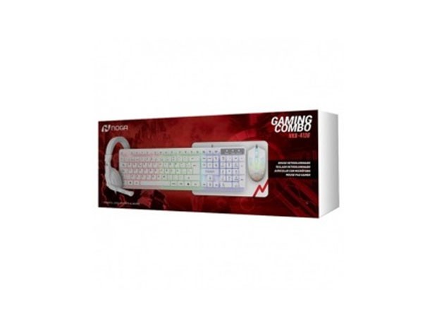 &uu KIT TECLADO PC + MOUSE + AURICULAR + PAD NOGA NKB-413