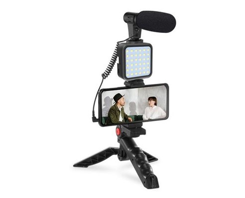 &u+ KIT DE MICROFONO + LUZ LED + TRIPODE KD-49/20