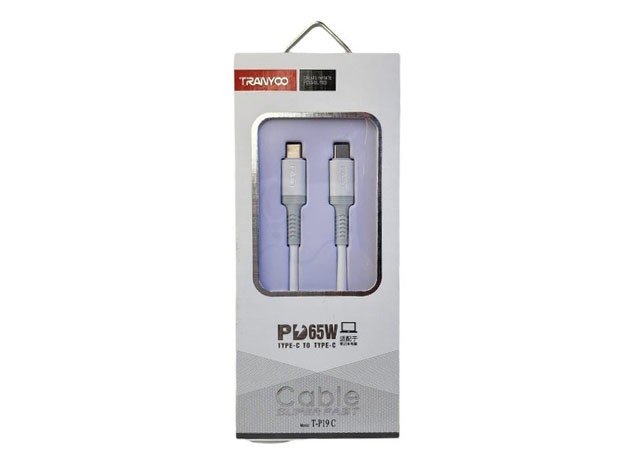 &ua CABLE CARGADOR TIPO C A IPHONE TRANYCO 65W T-P19C