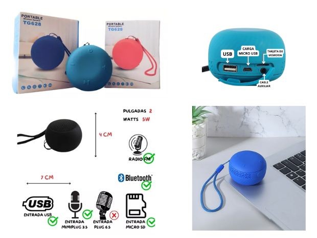 &uu PARLANTE BT BLUETOOTH TG-628 MP3 / BT / FM / AUX