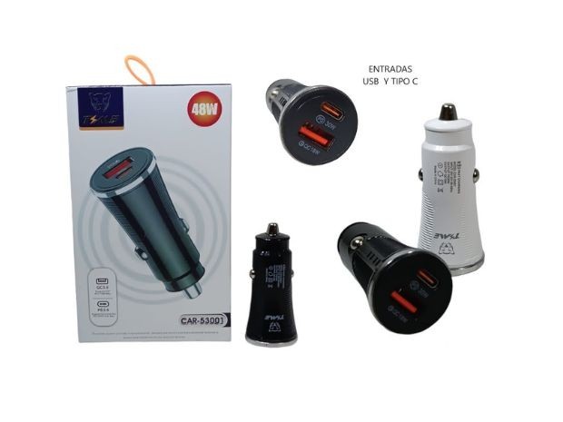 &u++ CARGADOR AUTO PD 48W 1 USB + TIPO C CAR-53001