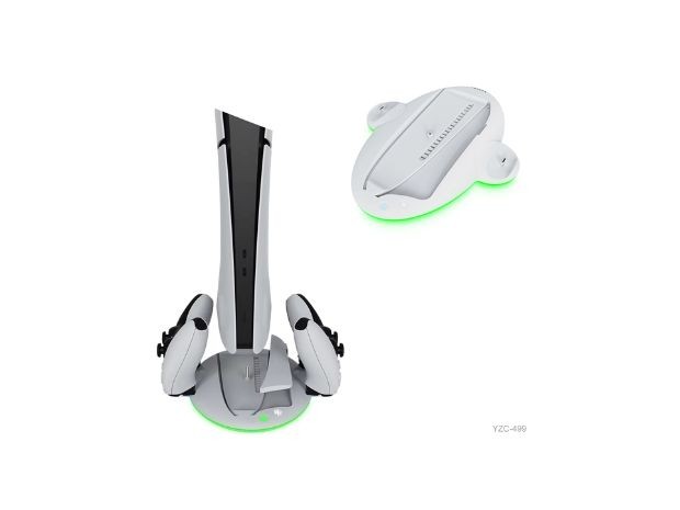 &uu BASE CARGADORA JOYSTICK PS5 Y SOPORTE CONSOLA YZC-499