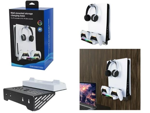 &uu BASE CARGADORA JOYSTICK PS5 + SOPORTE PS5 SLIM YZC-505
