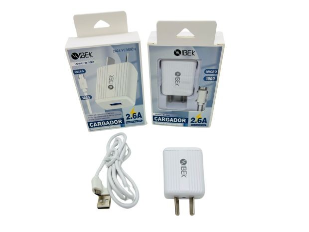 &u++ CARGADOR CELULAR TIPO V8 DESMONTABLE 2.6A USB IBEK IB-2607