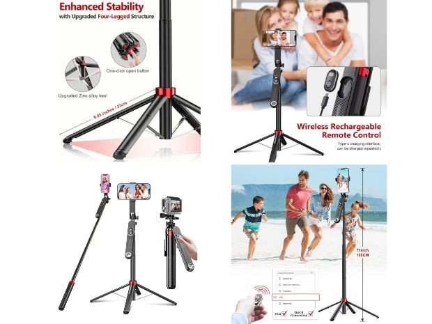 &uu TRIPODE CELULAR Y GOPRO + BT 1,8MTS WEP-P515