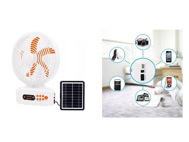 &uu VENTILADOR CON PARLANTE Y PANEL SOLAR TYN-312BT