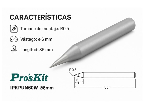 &uu PUNTA CERAMICA 60W SOLDADOR PROSKIT (IPKPUN60W)