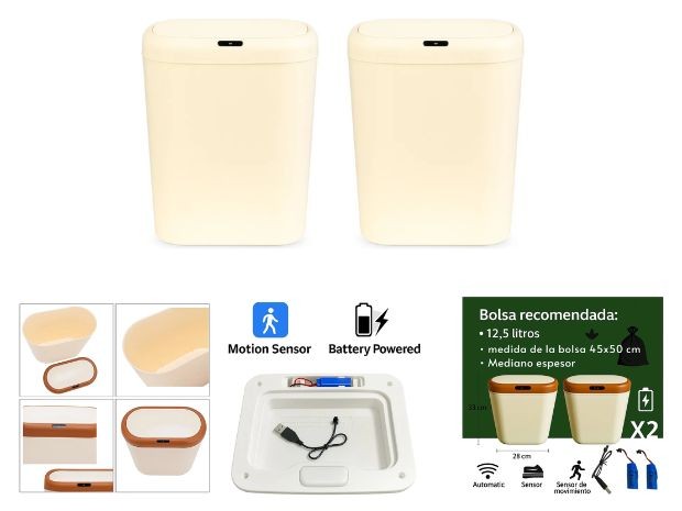 &u+&u+ TACHO DE BASURA AUTOMATICO X 2 DE 12.5L BS-8901S