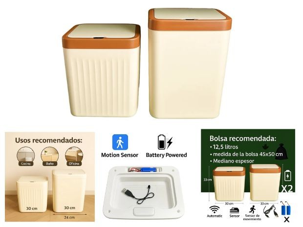 &u+ TACHO DE BASURA AUTOMATICO (2 EN 1) 14L Y 16L BS-8903S