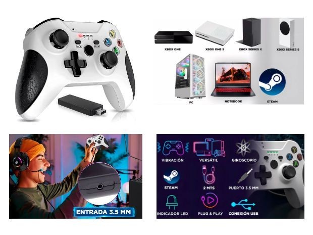 &u+ JOYSTICK XBOX ONE WIRELES / PC ENTADA AURICULAR (17038)