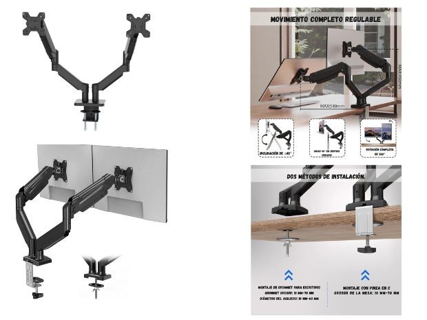 &uu SOPORTE UNIVERSAL MESA CON BRAZO DOBLE ZJ-K7901