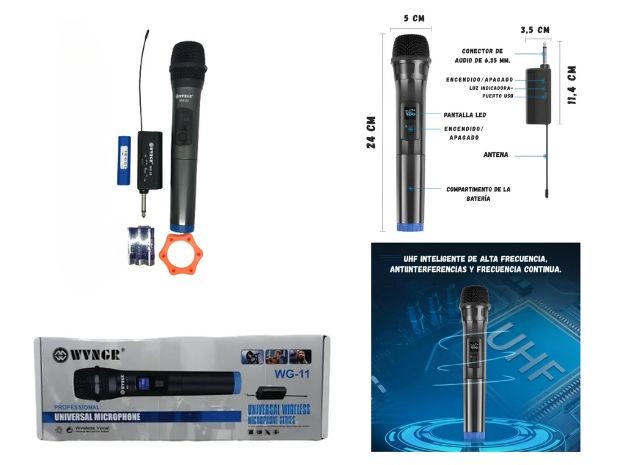 &uu MICROFONO PC SIMPLE WIRELESS UHF WG-11