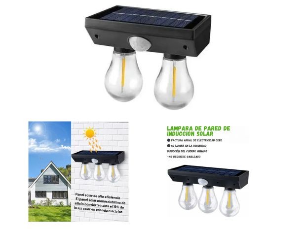 &uu LAMPARA DE PARED X 2 SOLAR DOBLE LUZ YT-809-2W