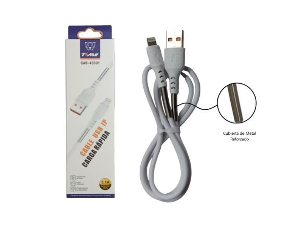 &uu CABLE CARGADOR TIPO IPHONE 3.1A CAB-43003