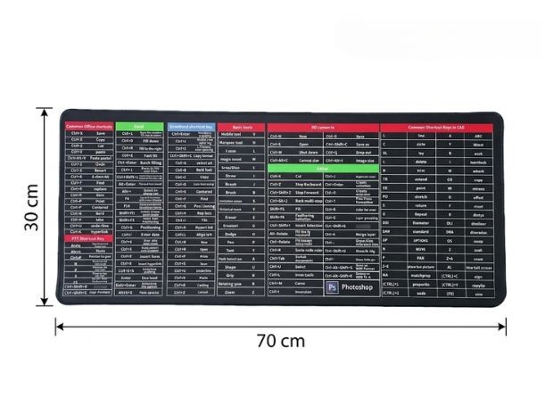 &uu MOUSE PAD GRANDE ANTIDESLIZANTE (70x30CM) ATAJOS 