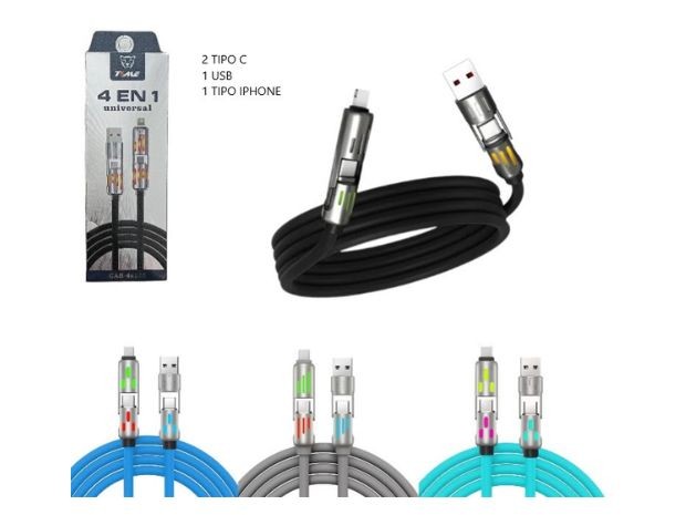 &ua CABLE CARGADOR TIPO UNIVERSAL 4 EN 1 (44006)