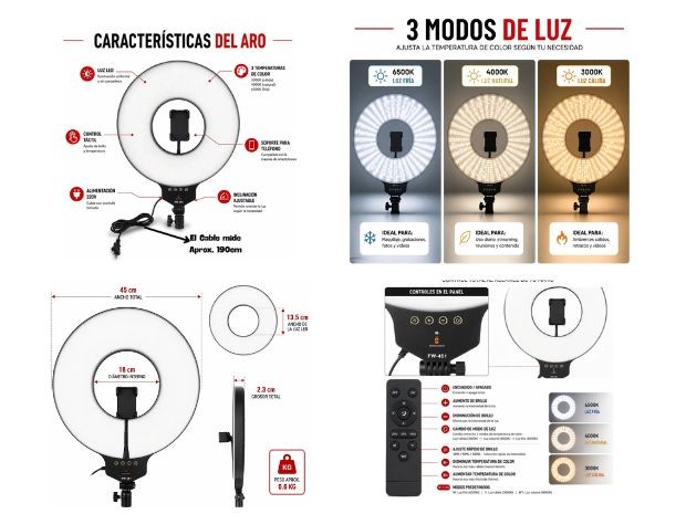 &ua PANEL LED  FOTOGRAFIA PROFESIONAL ARO FW-451
