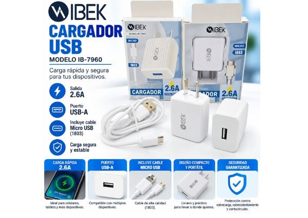 &ua CARGADOR CELULAR TIPO C 2.6 IB-2604