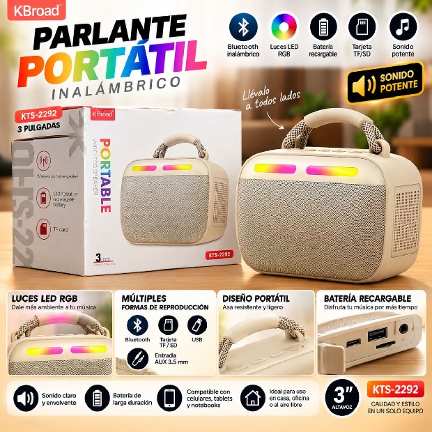 &ua PARLANTE BT BLUETOOTH KTS-2292 MP3 / BT / FM