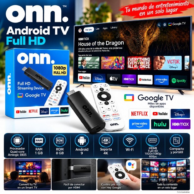 &ua SMART TV BOX GOOGLE ONN WATCH TV