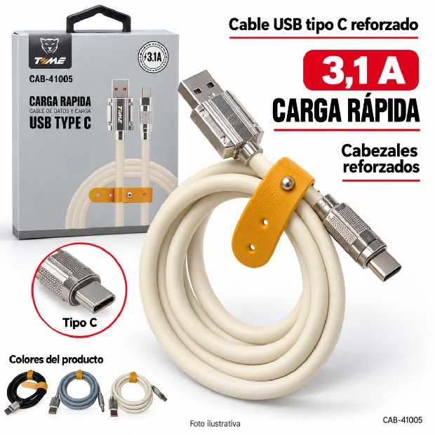 &ua CABLE CARGADOR TIPO C PUNTA METAL REFORZADO CAB-41005