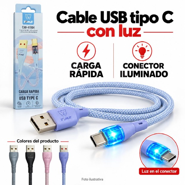 &ua CABLE CARGADOR TIPO C 3.1A (41001) (41016)