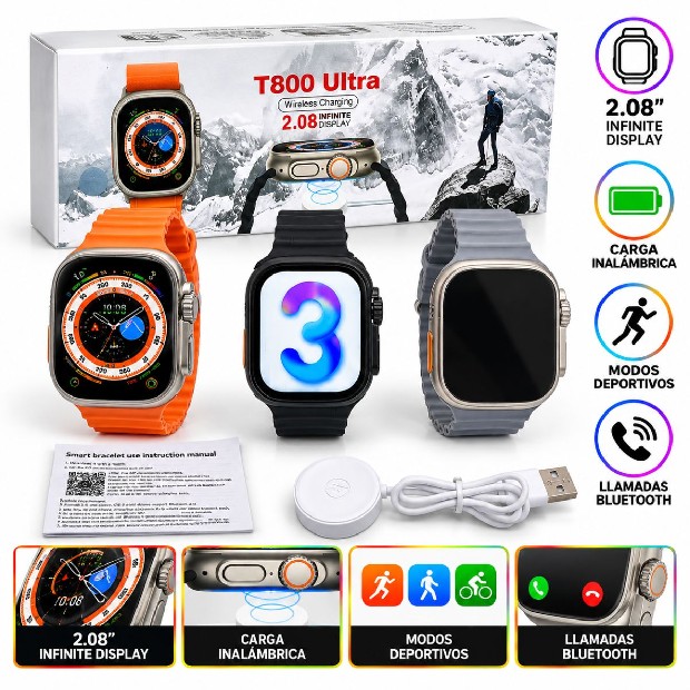&uu RELOJ INTELIGENTE SMARTWATCH T800 (131)