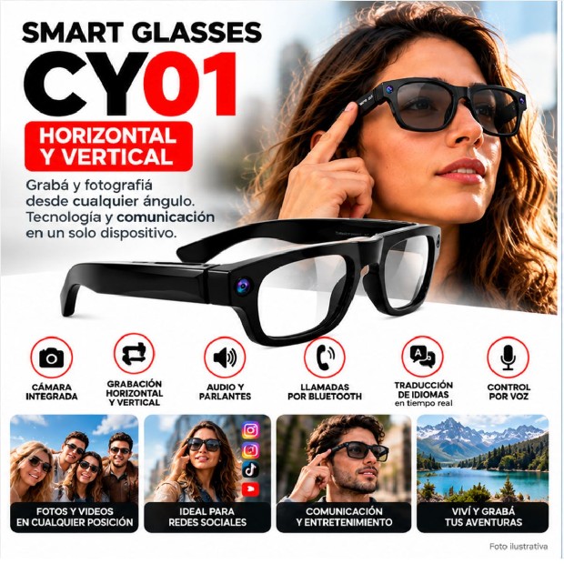 &ua LENTES SMART GLASSES CY01 CON INTELIGENCIA ARTIFICIAL CY01