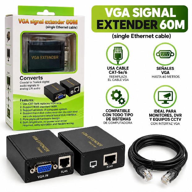 &ua  EXTENSOR VGA A VGA POR UTP HASTA 60M (7401)
