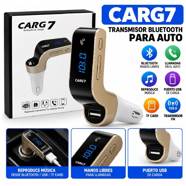 &ua TRANSMISOR BLUETOOTH FM CARG7
