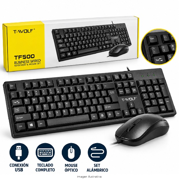 &u++ KIT TECLADO + MOUSE GAMER TWOLF TF500