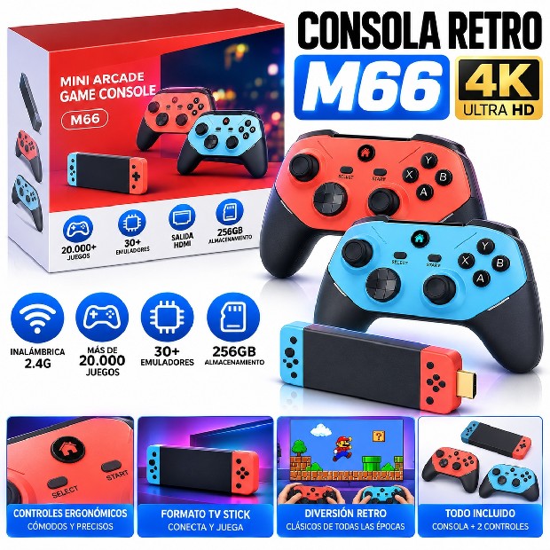 &ua MINI CONSOLA ARCADE RETRO M66