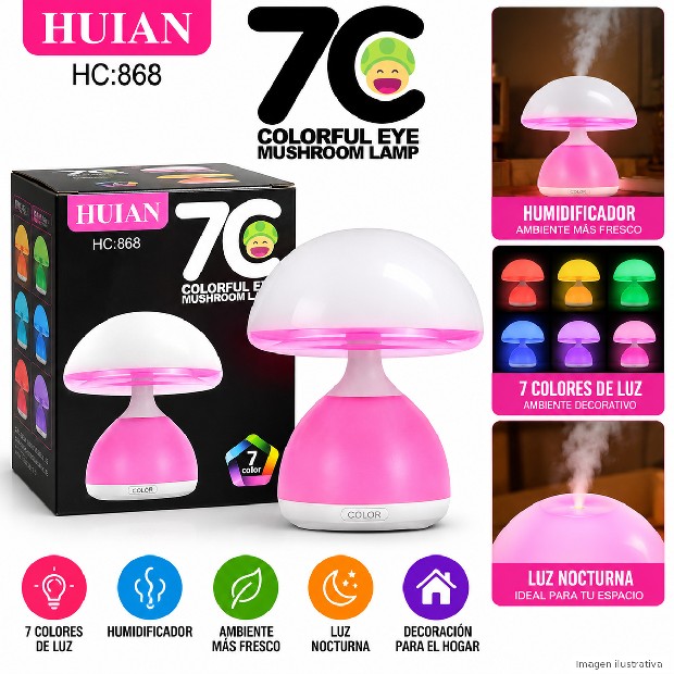 &ua LAMPARA VELADOR LED RECARGABLE USB TACTIL HONGO (4551)