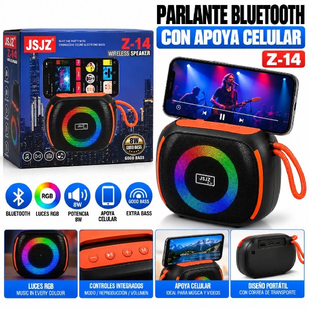 &ua PARLANTE BT BLUETOOTH Z-14 APOYA CELULAR (5404)