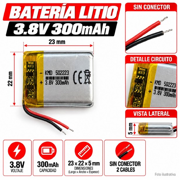 &ua BATERIA AURICULAR DRON PARLANTE 3.8V 260MHA 502223