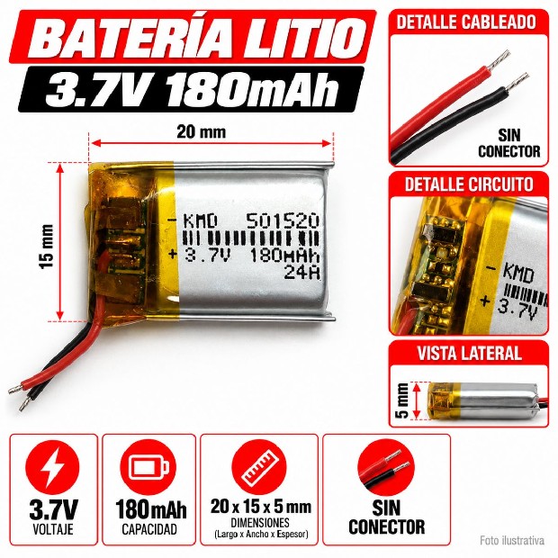 &uu  BATERIA AURICULAR DRON PARLANTE 3.7V 200MHA 402030