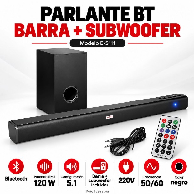 &ua PARLANTE BT BLUETOOTH BARRA + SUBWOOFER  E-5111