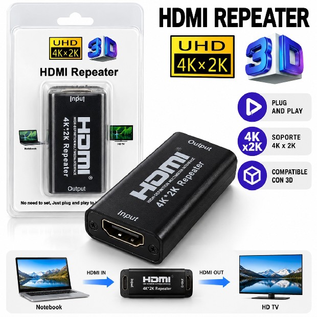&ua  EXTENSOR CABLE HDMI A HDMI 4K (1283)
