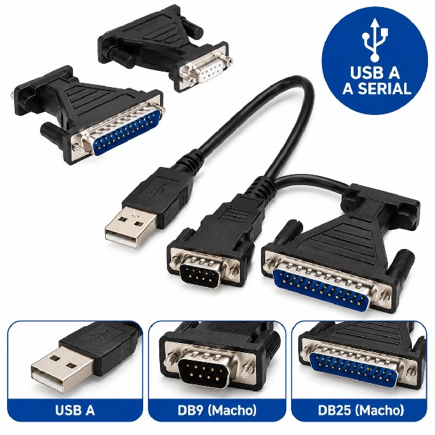 &ua CABLE VGA USB A SERIE RS232 DB9 DB2 (373)