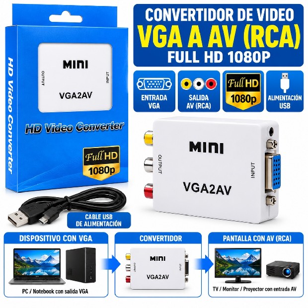 &ua CONVERTIDOR VIDEO VGA A AV (PC A TV)