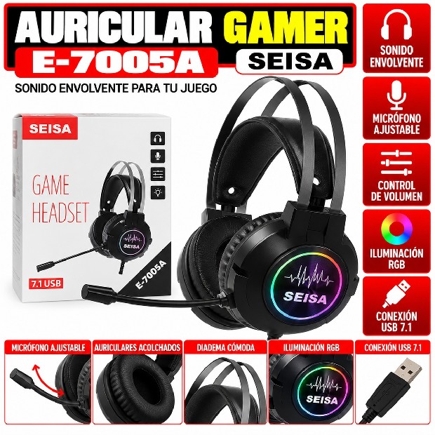 &ua  AURICULAR PS4 / PC / XBOX ONE GAMER E-7005A