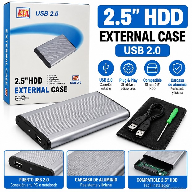 &ua CASE DISCO NOTEBOOK USB 2.0 ALUMINIO (194)