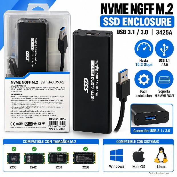 &ua CASE DISCO NOTEBOOK M.2 NGFF TO USB 3.1 M.2 SSD (3425A)